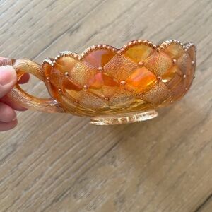 Vintage Imperial Marigold Carnival glass bowl Pansy Pattern ~Excellent condition